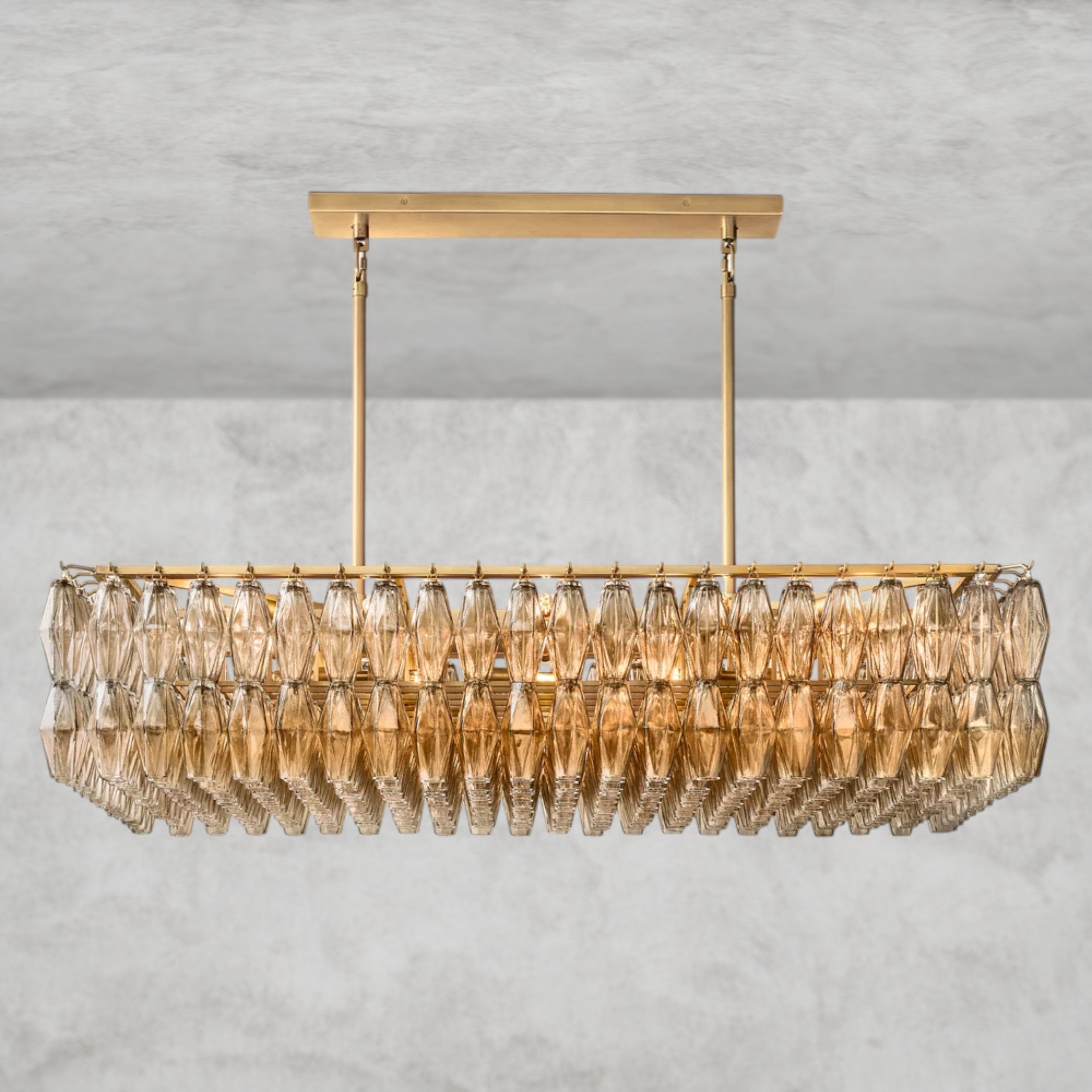 CHIARA CLEAR/ SMOKE GLASS RECTANGULAR CHANDELIER 54", 74"